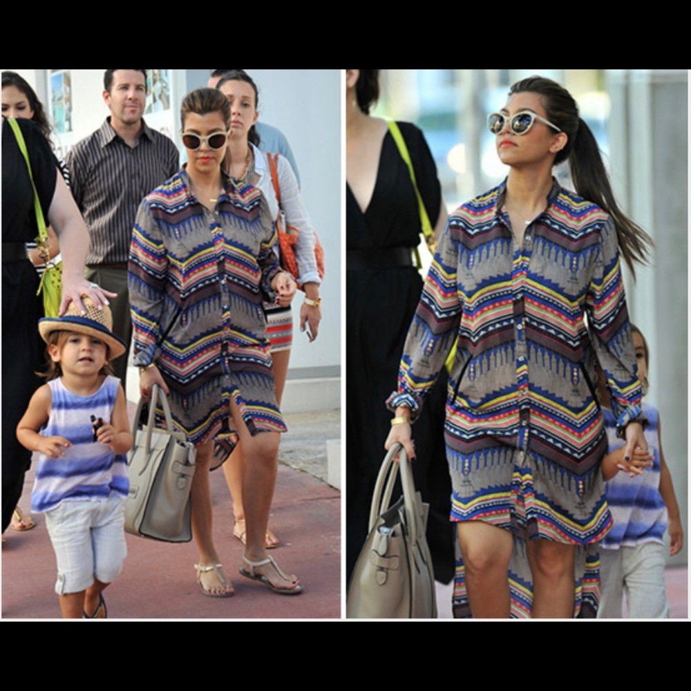 Mara Hoffman Stepped Hem Shirt Dress ASO Kourtney Kardashian Size Small